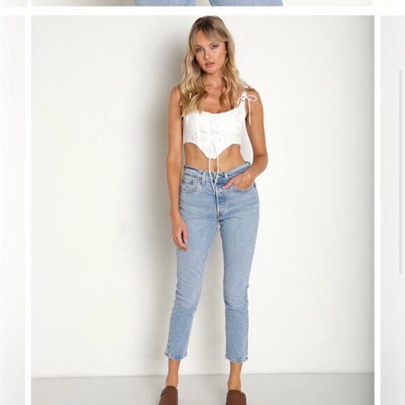 For Love & Lemons Maureen Top in White NWT - Picture 4 of 16